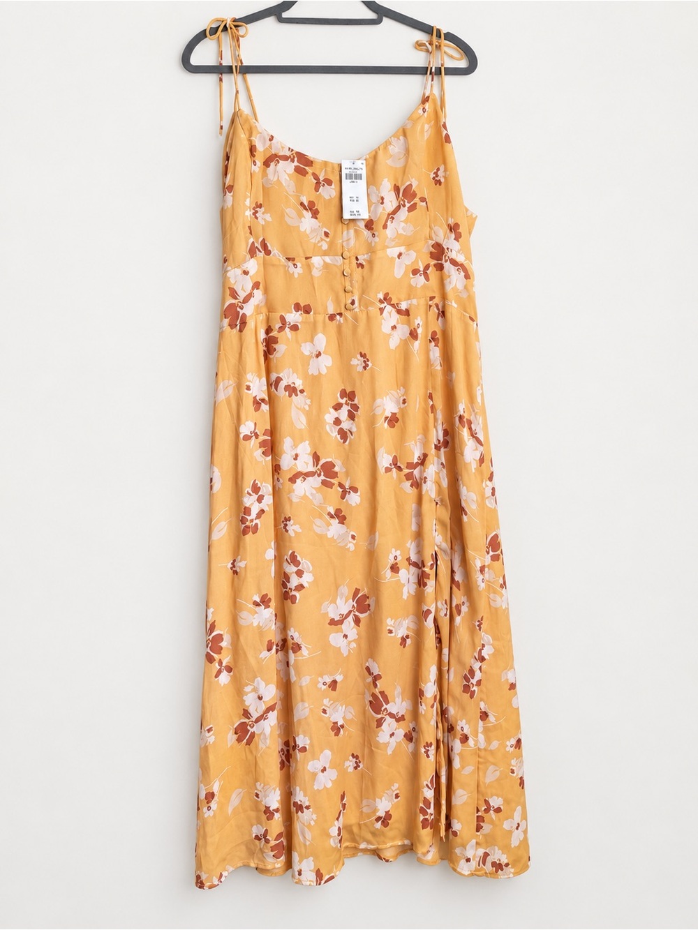 Abercrombie & Fitch Mustard Floral Tie-Strap Maxi Dress
